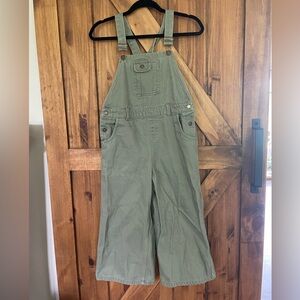 dip Army Green Wide Leg‎ Crop Overalls Girls L (12-14)
